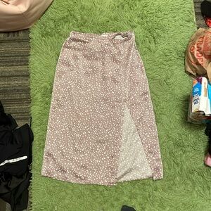 lavender/purple polka dot midi skirt